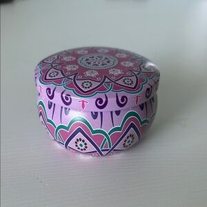 Brand New - Decorative Purple and Pink Tin Candle